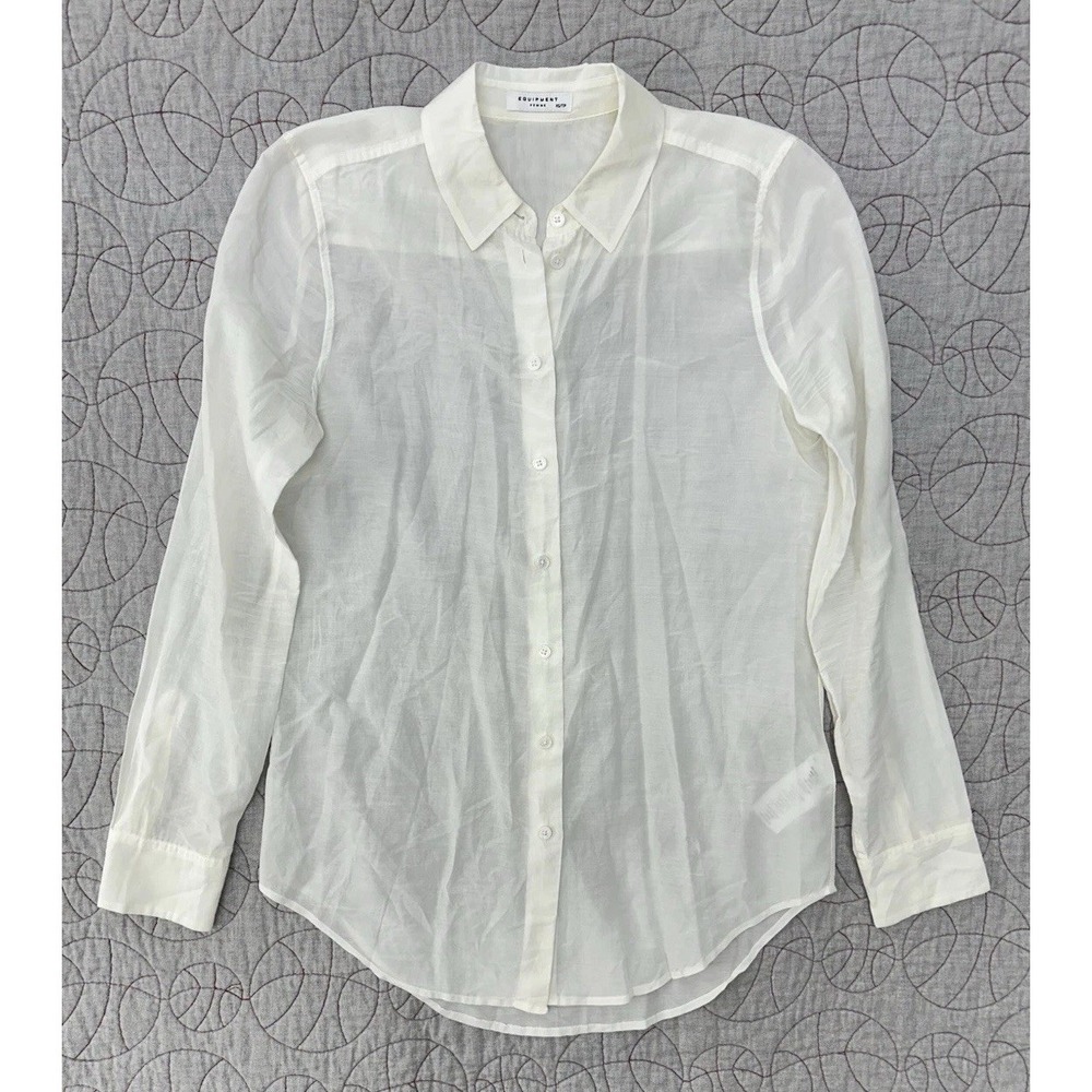 Equipment Femme Silk Blend Sheer Button Front Long Sleeve Women's Top / Size XS